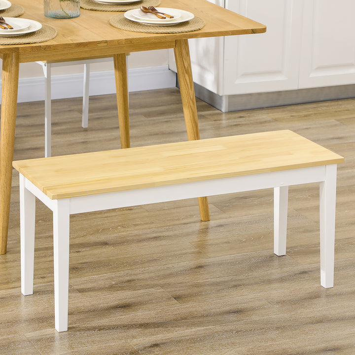 Wood Dining Bench, White Base