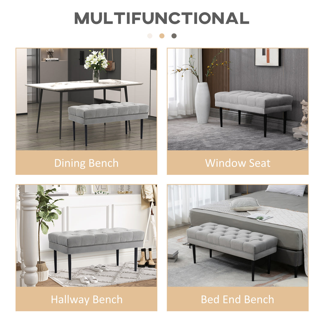 Entryway Bench, Bed End Bench, Button Tufted Window, Bedroom, Hallway, Grey