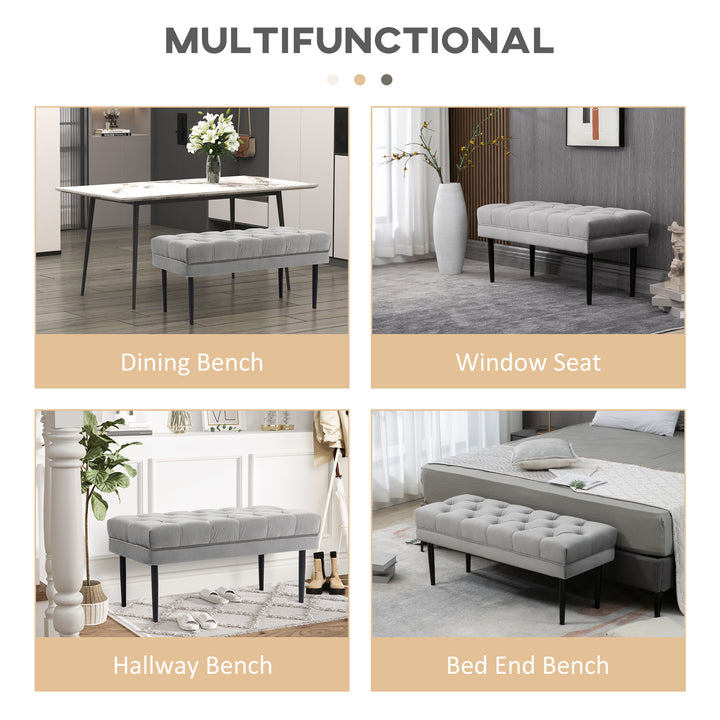 Entryway Bench, Bed End Bench, Button Tufted Window, Bedroom, Hallway, Grey