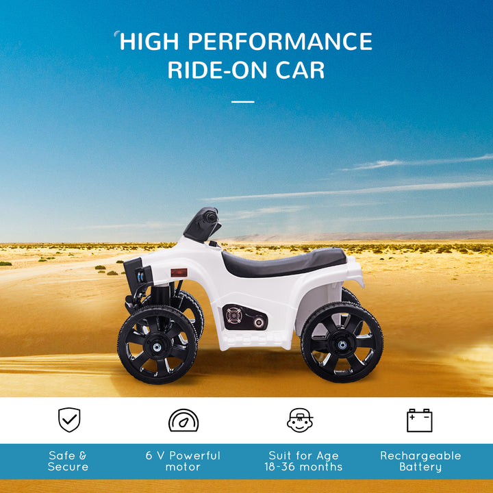 6 V Kids Ride on Cars Quad Bike for 18-36 months White+Black