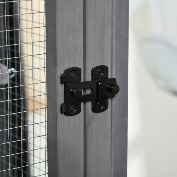 PawHut Bird Cage Mobile Wooden Aviary House for Canary Cockatiel Parrot with Wheel Perch Nest Ladder Slide-out Tray 86 x 78 x 180cm Dark Grey