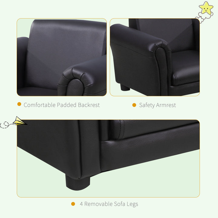 Toddler Chair Single Seater Kids Sofa Set, Kids Sofa with Stool, Black