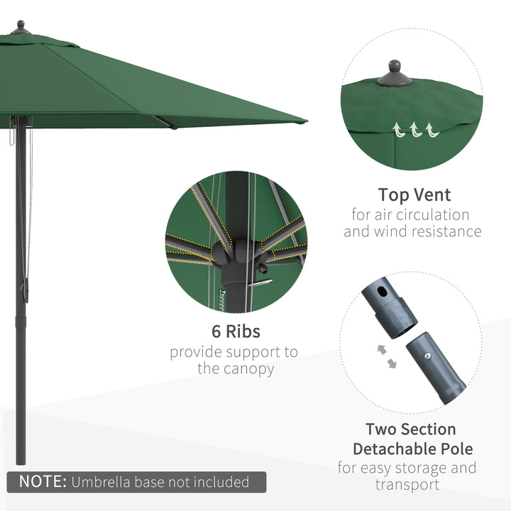 Outsunny 2.8m Patio Parasols Umbrellas Outdoor 6 Ribs Sunshade Canopy Manual Push Garden Backyard Furniture, Green