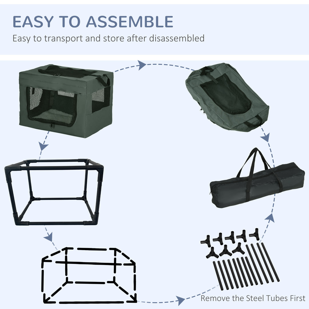 PawHut 49cm Pet Carrier, Portable Cat Carrier, Foldable Dog Bag, Pet Travel Bag with Cushion for Miniature Dogs, Grey