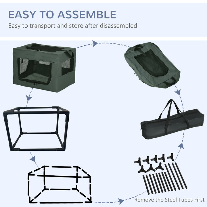 PawHut 49cm Pet Carrier, Portable Cat Carrier, Foldable Dog Bag, Pet Travel Bag with Cushion for Miniature Dogs, Grey