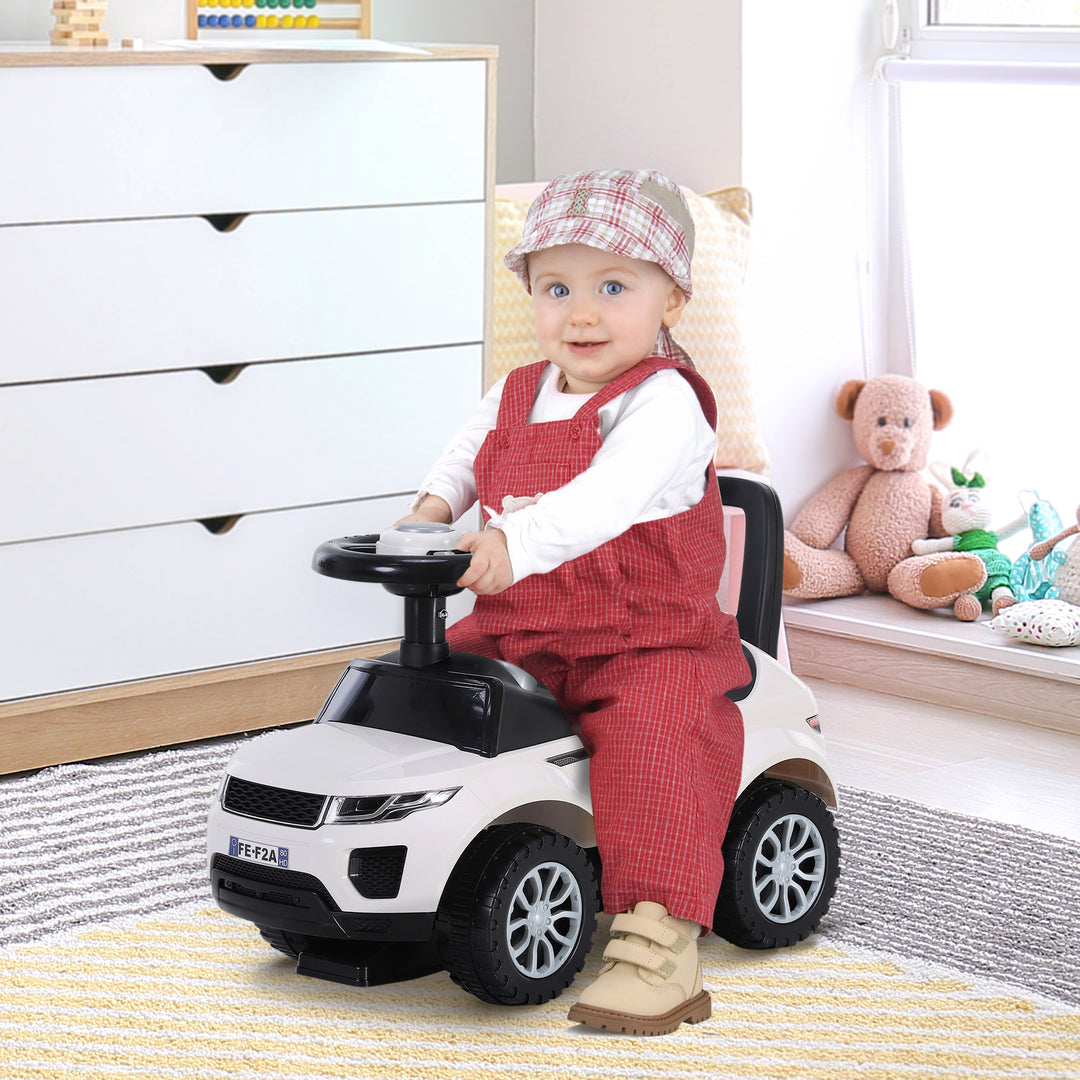 3-in-1 Ride On Car Foot To Floor Slider Toddler w/ Horn Steering Wheel NO POWER Manual Under Seat Storage Safe Design White