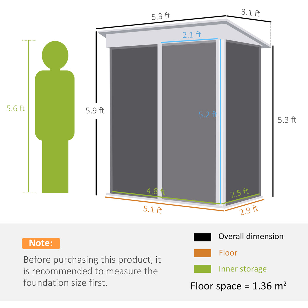 Metal Garden Shed for Tool Motor Bike, with Adjustable Shelf-Grey