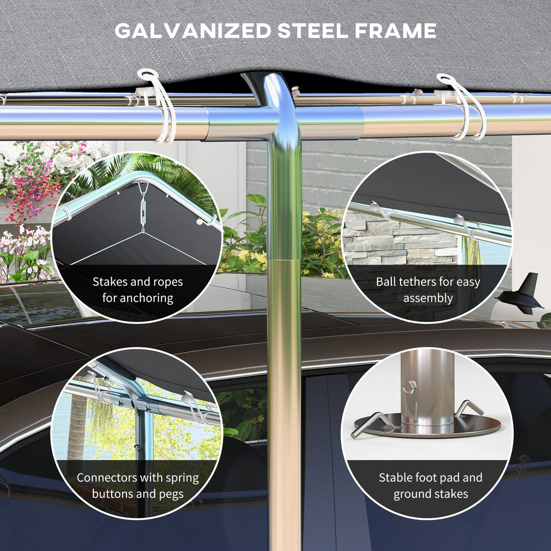 3 x 6m Heavy Duty Carport Garage Car Shelter Galvanized Steel Outdoor Open Canopy Tent Water UV Resistant Waterproof, Grey