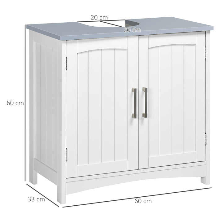 Pedestal Under Sink Cabinet with Double Doors, Modern Bathroom Vanity Unit, Storage Cupboard with Adjustable Shelves, White