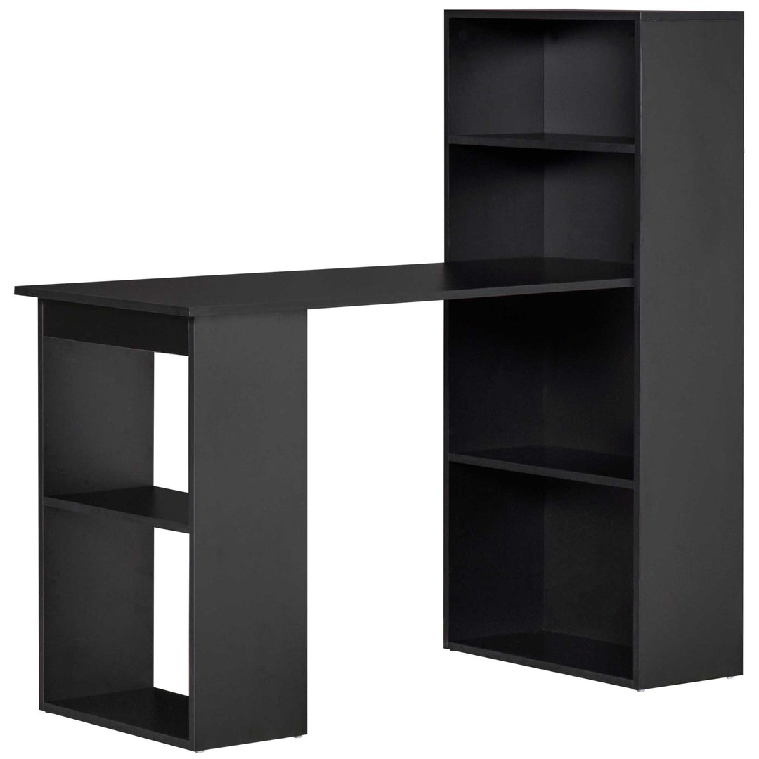 Modern Computer Desk Bookshelf  Writing Table Workstation PC Laptop Study Home Office 6 Shelves Black