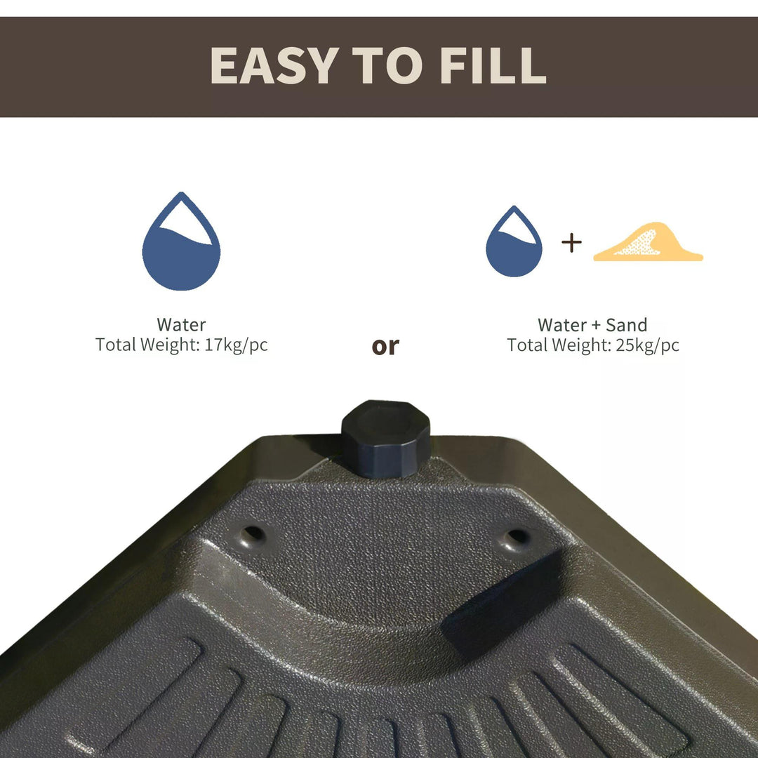 4-Piece Parasol Base Cantilever Offset Patio Umbrella Circular Base Stand w/Carry Handles, Water & Sand Filled