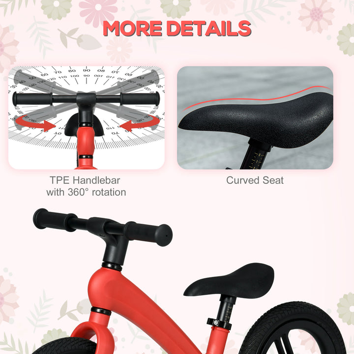 Kids Balance Bike, Lightweight Training Bike for Children No Pedal- Red