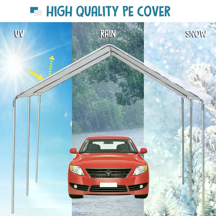 3 x 6m Heavy Duty Carport Garage Car Shelter Galvanized Steel Outdoor Open Canopy Tent Water UV Resistant Waterproof, White