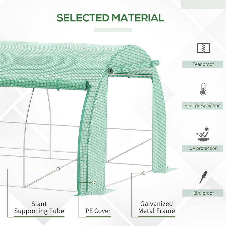 Greenhouse Walk-in Grow House Tent with Roll-up Sidewalls, Green