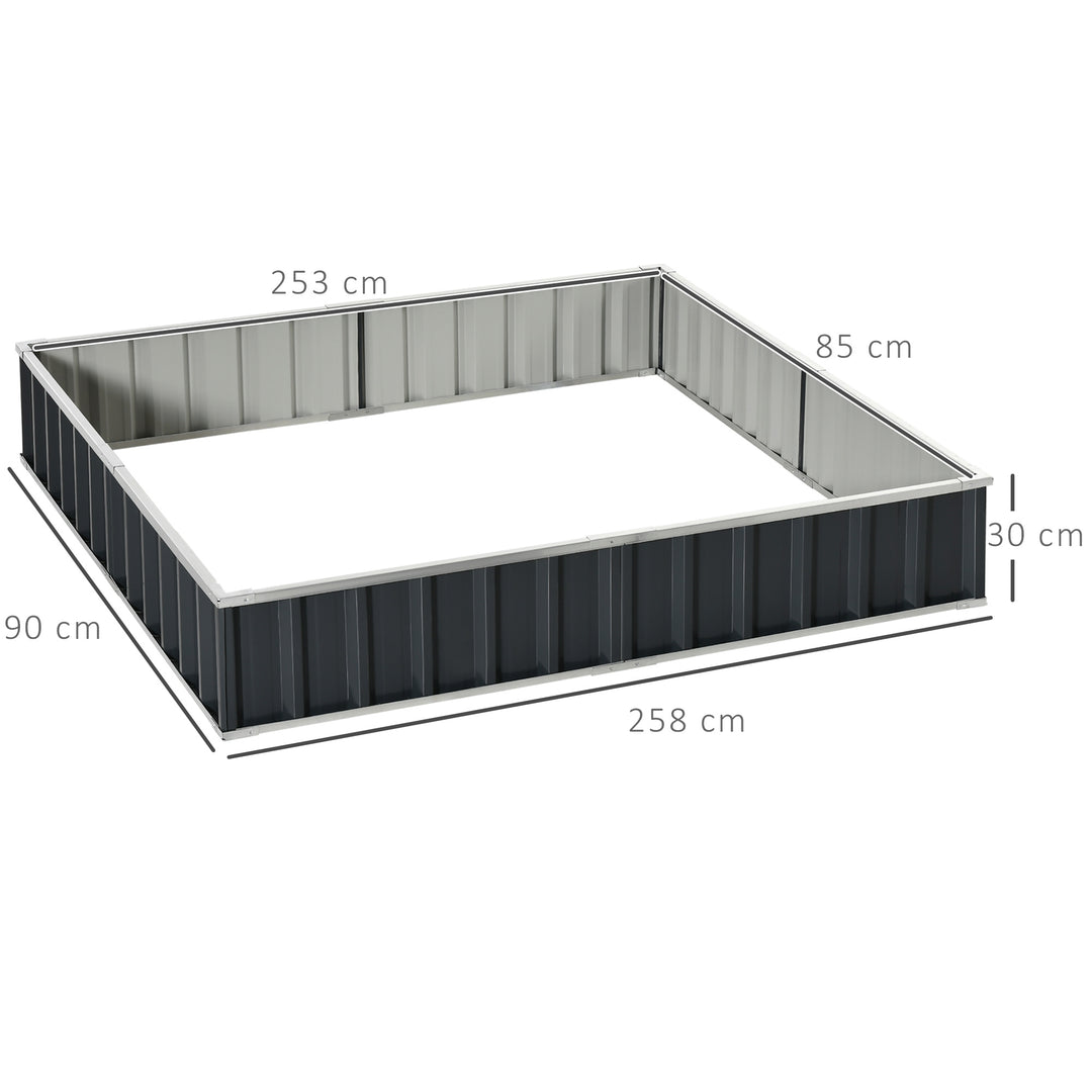 Metal Raised Garden Bed, DIY Large Steel Planter Box, No Bottom w/ A Pairs of Glove for Backyard, Patio to Grow Vegetables, Herbs, 258cmx90cm