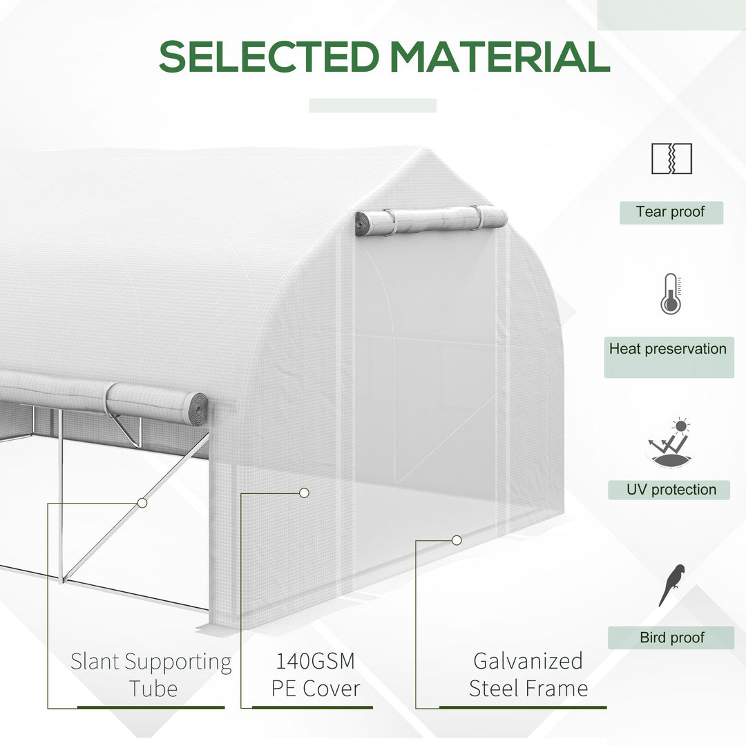Walk-in Polytunnel Greenhouse, Tunnel Warm House Tent-White