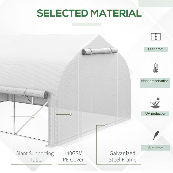 Walk-in Polytunnel Greenhouse, Tunnel Warm House Tent-White
