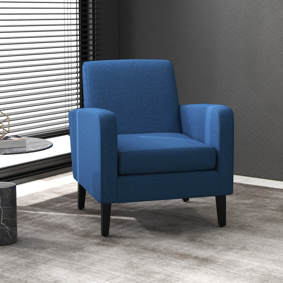 Modern Accent Chair, Occasional Chair w/ Wood Legs-Blue