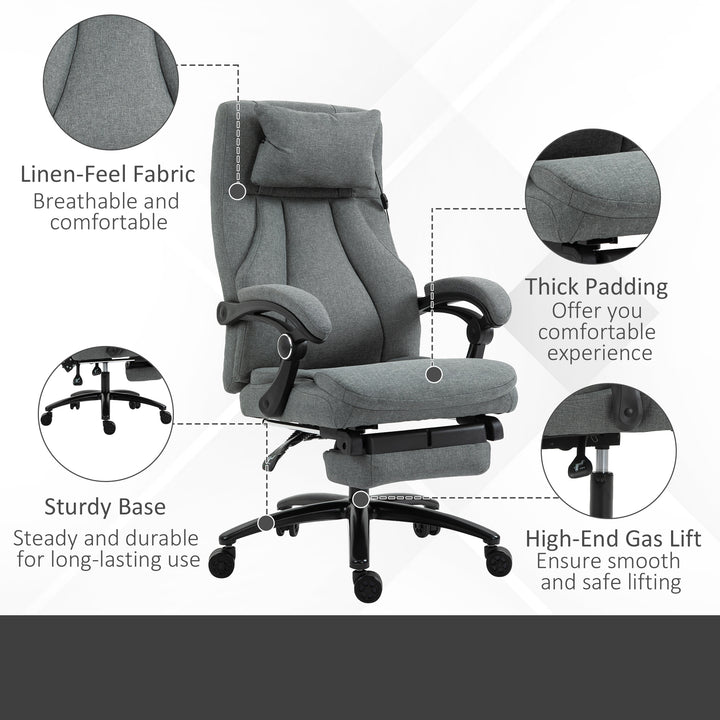 Vinsetto Office Chair 2-Point Removable Vibration Massage Pillow Executive Ergonomic USB Power Adjustable Height 360° Swivel Grey