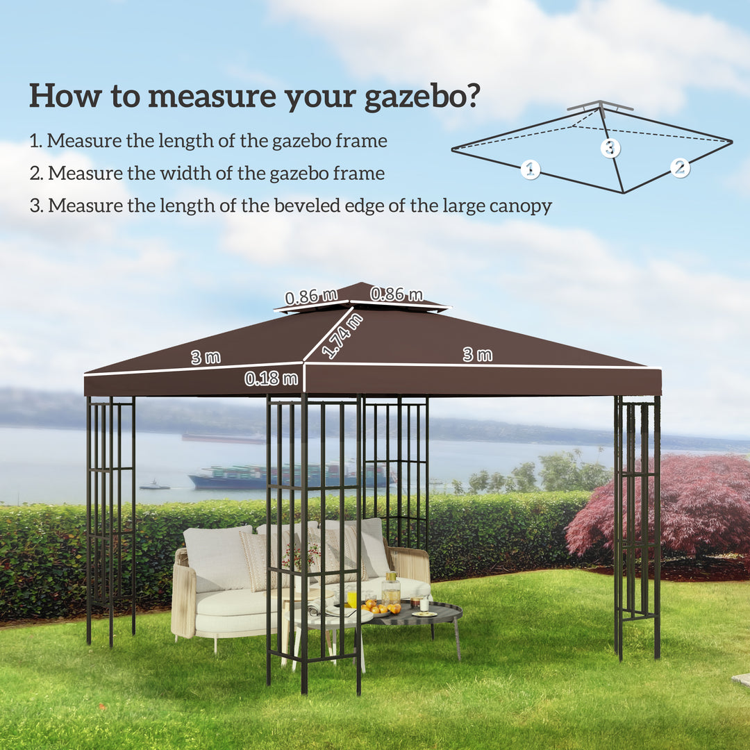3 x 3(m) Gazebo Replacement Canopies Replacement Cover Spare Part Coffee (TOP ONLY)