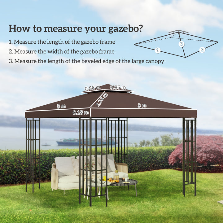 3 x 3(m) Gazebo Replacement Canopies Replacement Cover Spare Part Coffee (TOP ONLY)
