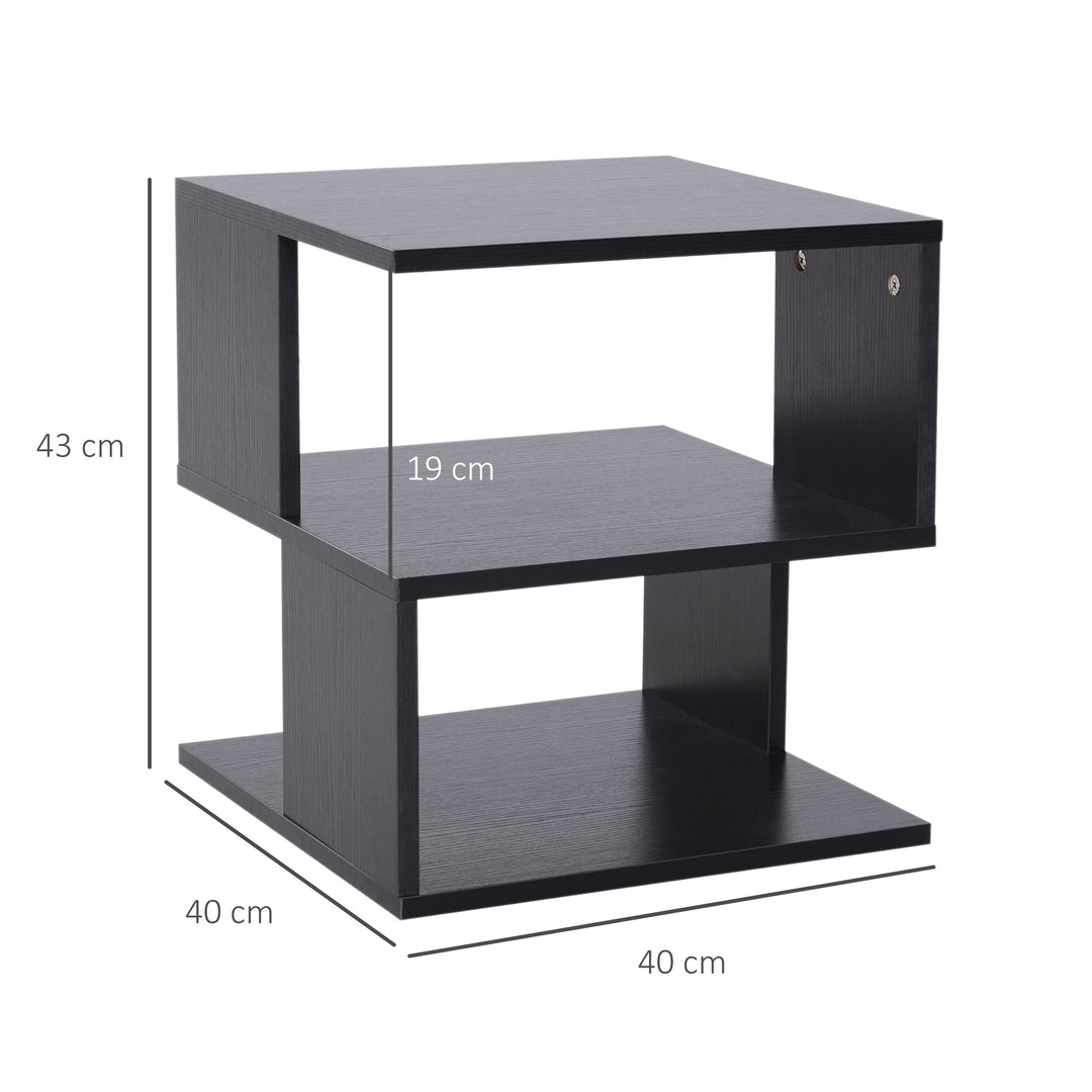 Modern Square 2 Tier Wood Coffee Side Table Storage Shelf Rack Living Room Black