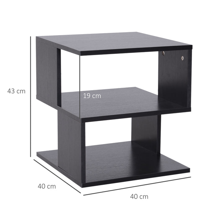 Modern Square 2 Tier Wood Coffee Side Table Storage Shelf Rack Living Room Black