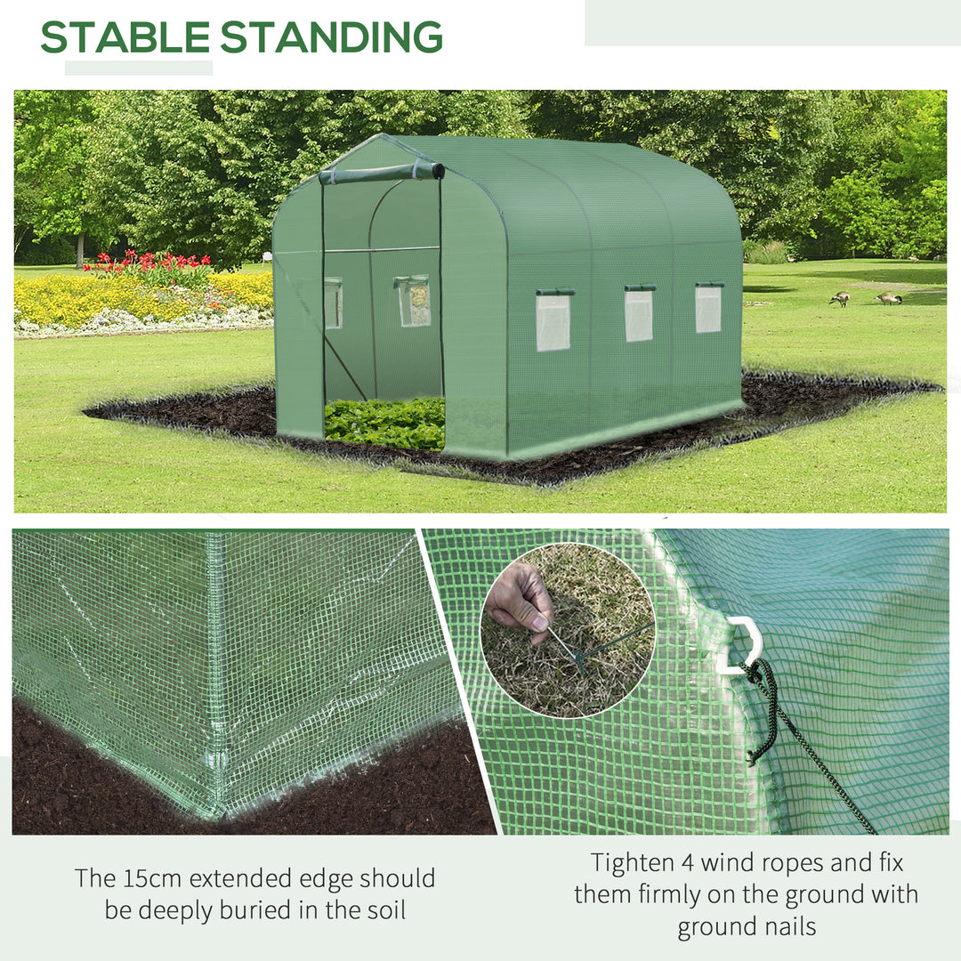 Walk in Polytunnel Greenhouse with Windows and Door for Garden, Backyard (3 x 2M)