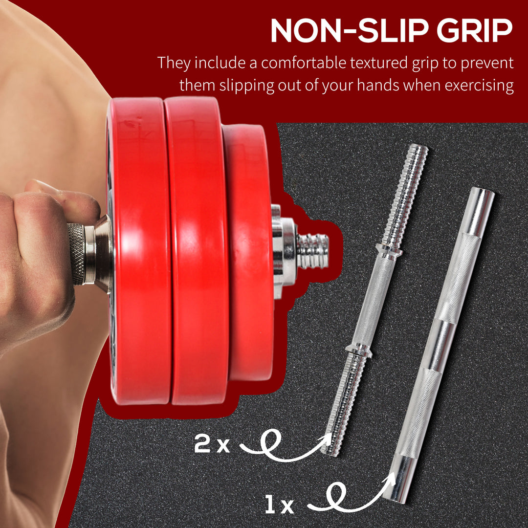 30KGS Two-In-One Dumbbell & Barbell Adjustable Set Strength Muscle Exercise Fitness Plate Bar Clamp Rod Home Gym Sports Area