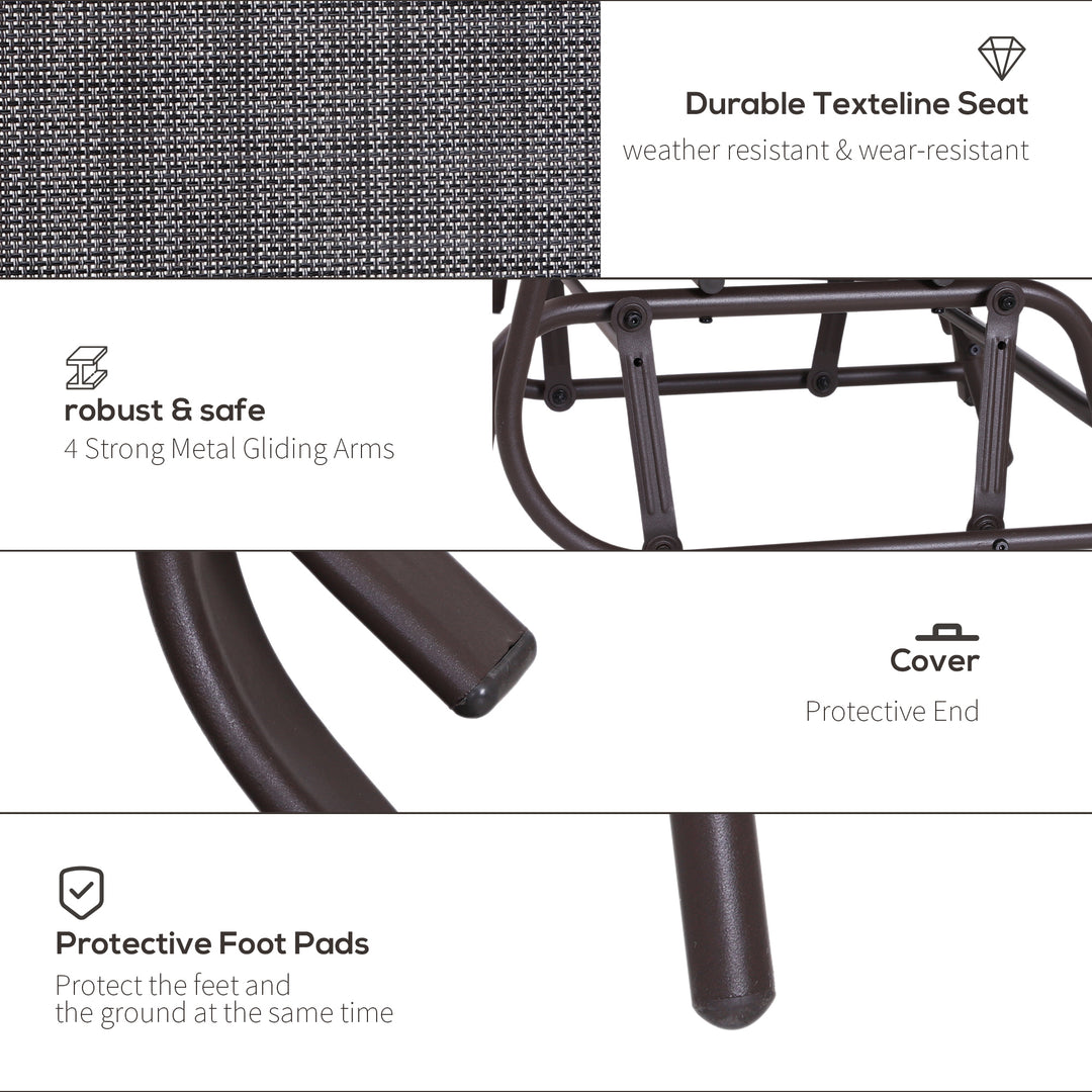 Garden Double Glider Rocking Chairs with Middle Table - Grey