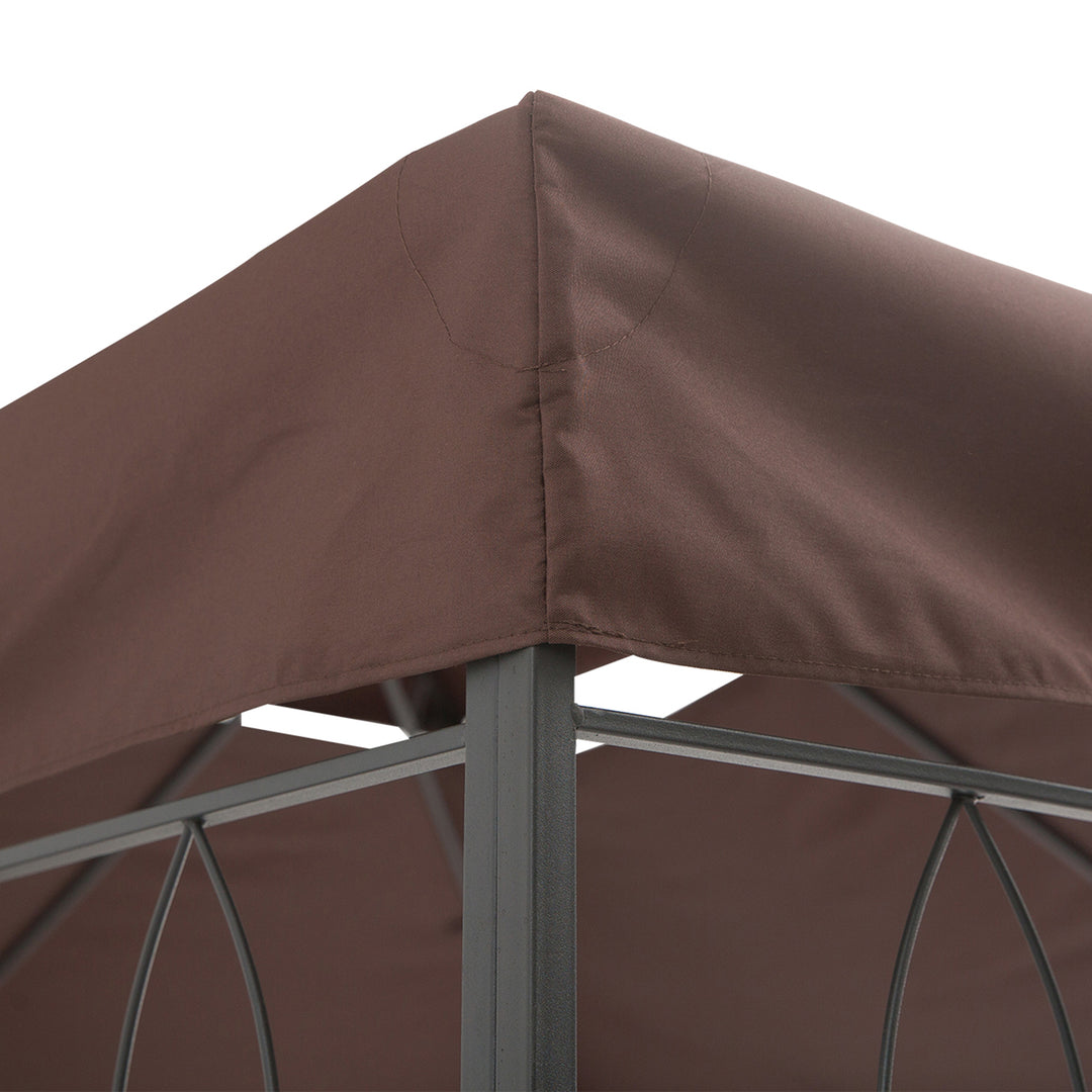 Outsunny 3x4m Gazebo Replacement Roof Canopy 2 Tier Top UV Cover Garden Patio Outdoor Sun Awning Shelters Brown (TOP ONLY)