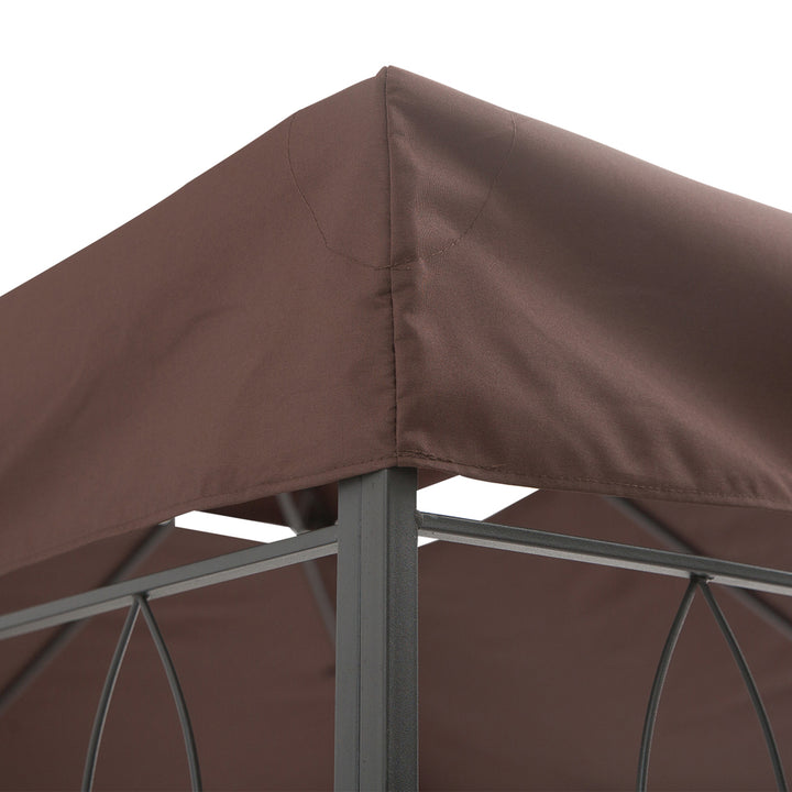 Outsunny 3x4m Gazebo Replacement Roof Canopy 2 Tier Top UV Cover Garden Patio Outdoor Sun Awning Shelters Brown (TOP ONLY)