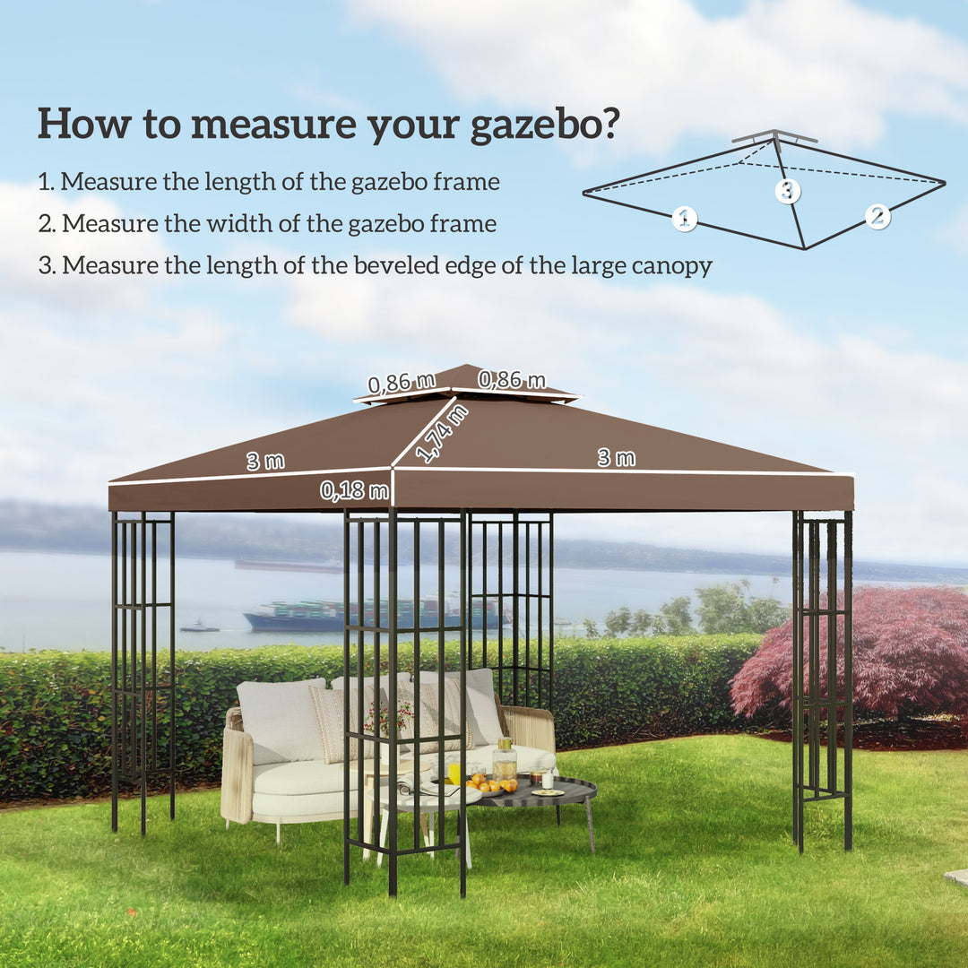 3 x 3(m) Gazebo Replacement Canopies Replacement Cover Spare Part Coffee (TOP ONLY)