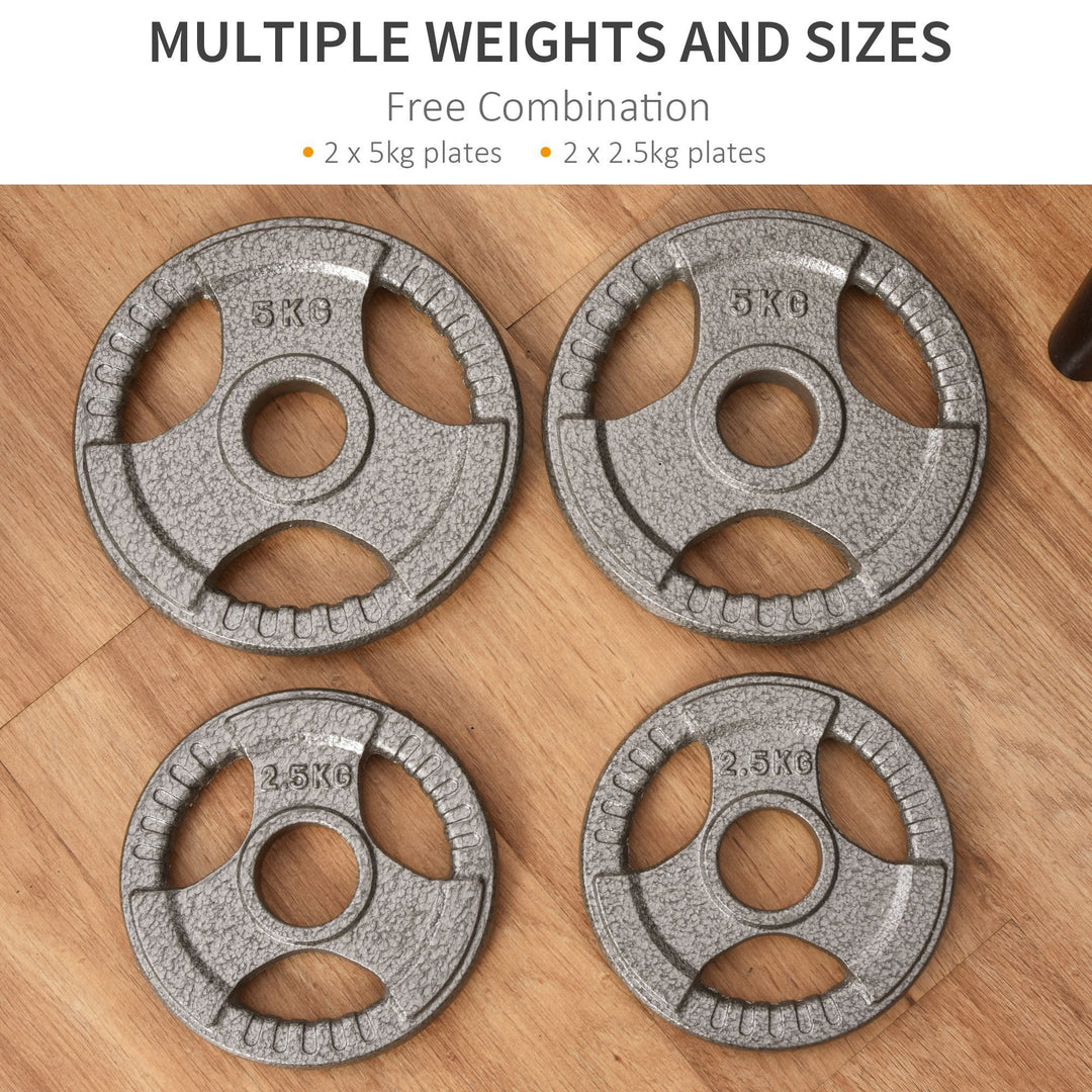 HOMCOM 4 PCS Olympic Weight Plates Grip Plate Sets for Strength and Crossfit and Weightlifting Training, Barbell Weight Set for Home