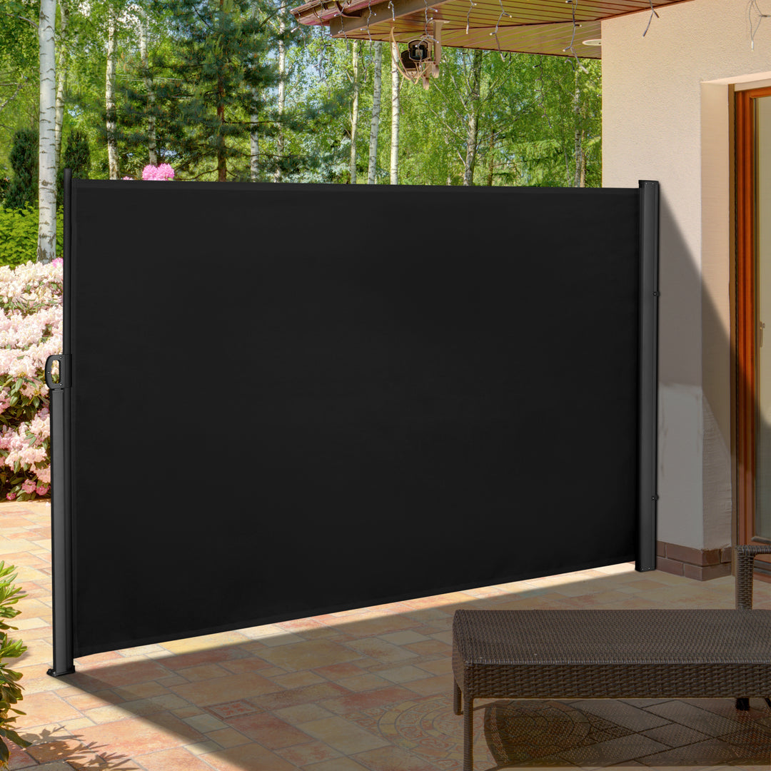 Retractable Side Awning Screen Fence Patio Garden Wall Balcony Screening Panel Outdoor Blind Privacy Divider (3x1.8M, Black)