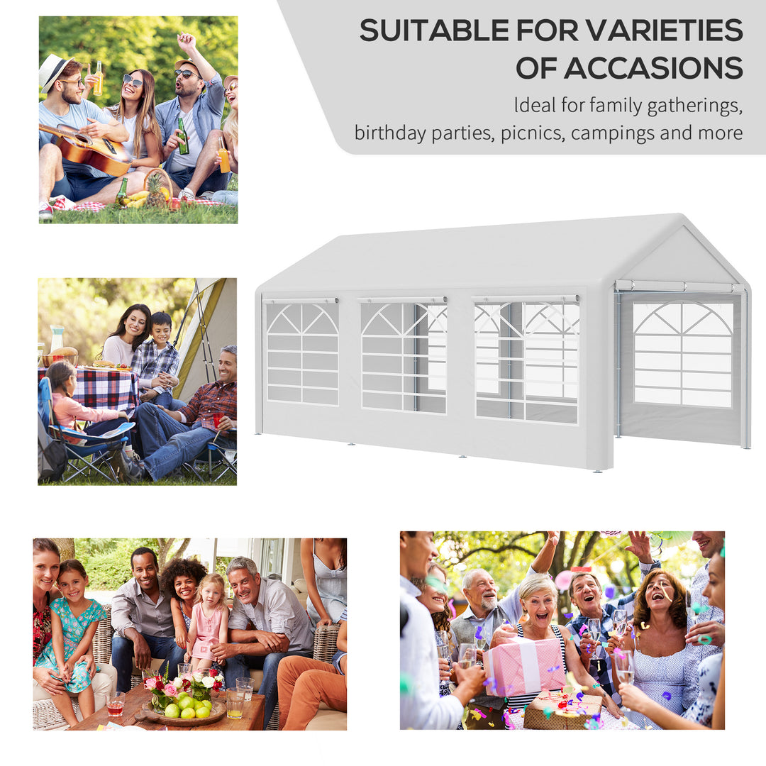 Garden Gazebo Marquee Party Tent Wedding Portable Garage Carport shelter Car Canopy Outdoor Heavy Duty Steel Frame Waterproof (6m x 3m)