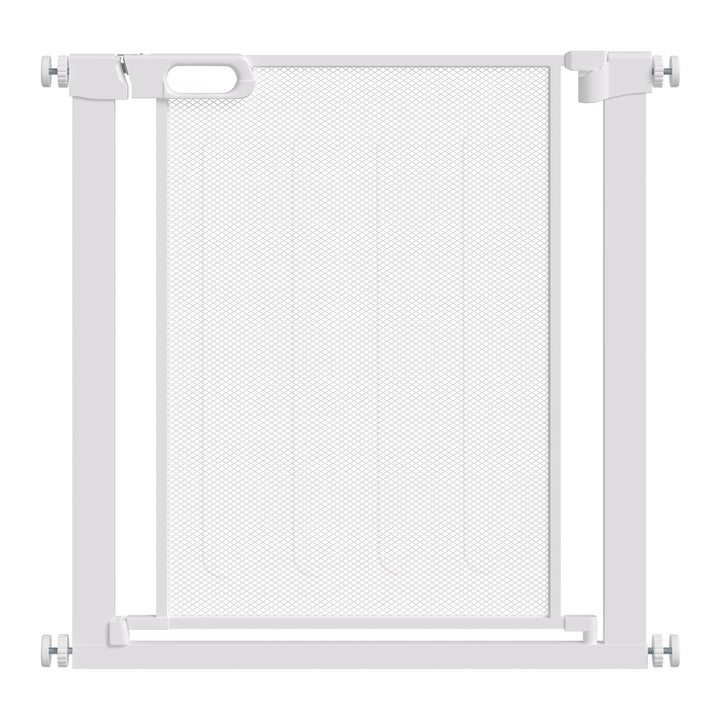 PawHut Pressure Fit Safety Gate for Doors and Stairs, Dog Gate with Auto Close, Pet Barrier for Hallways, with Double Locking Openings 75-82 cm White