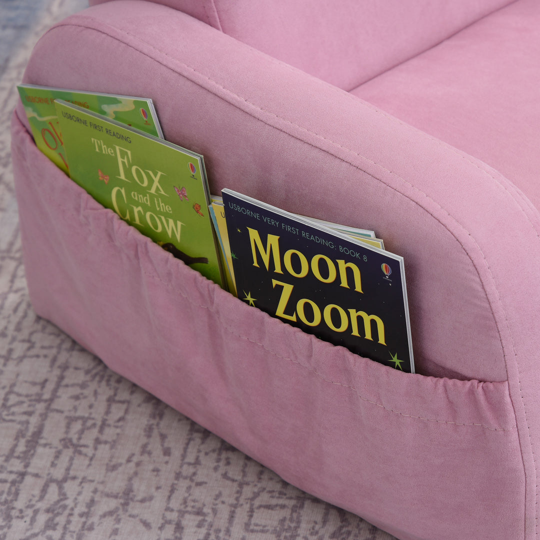 Kids Armchair Sofa Bed w/ Padded Wood Frame-Pink