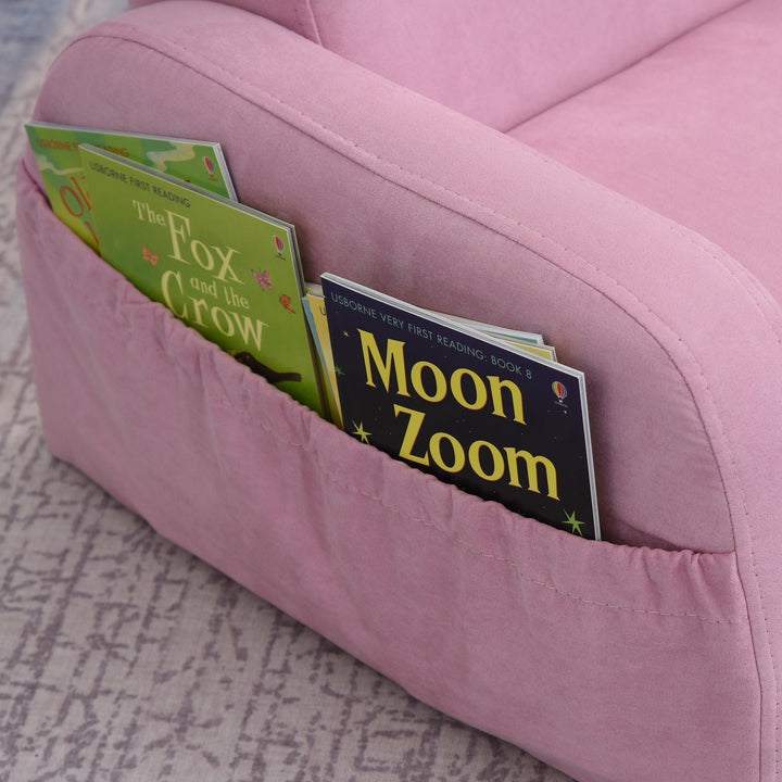 Kids Armchair Sofa Bed w/ Padded Wood Frame-Pink