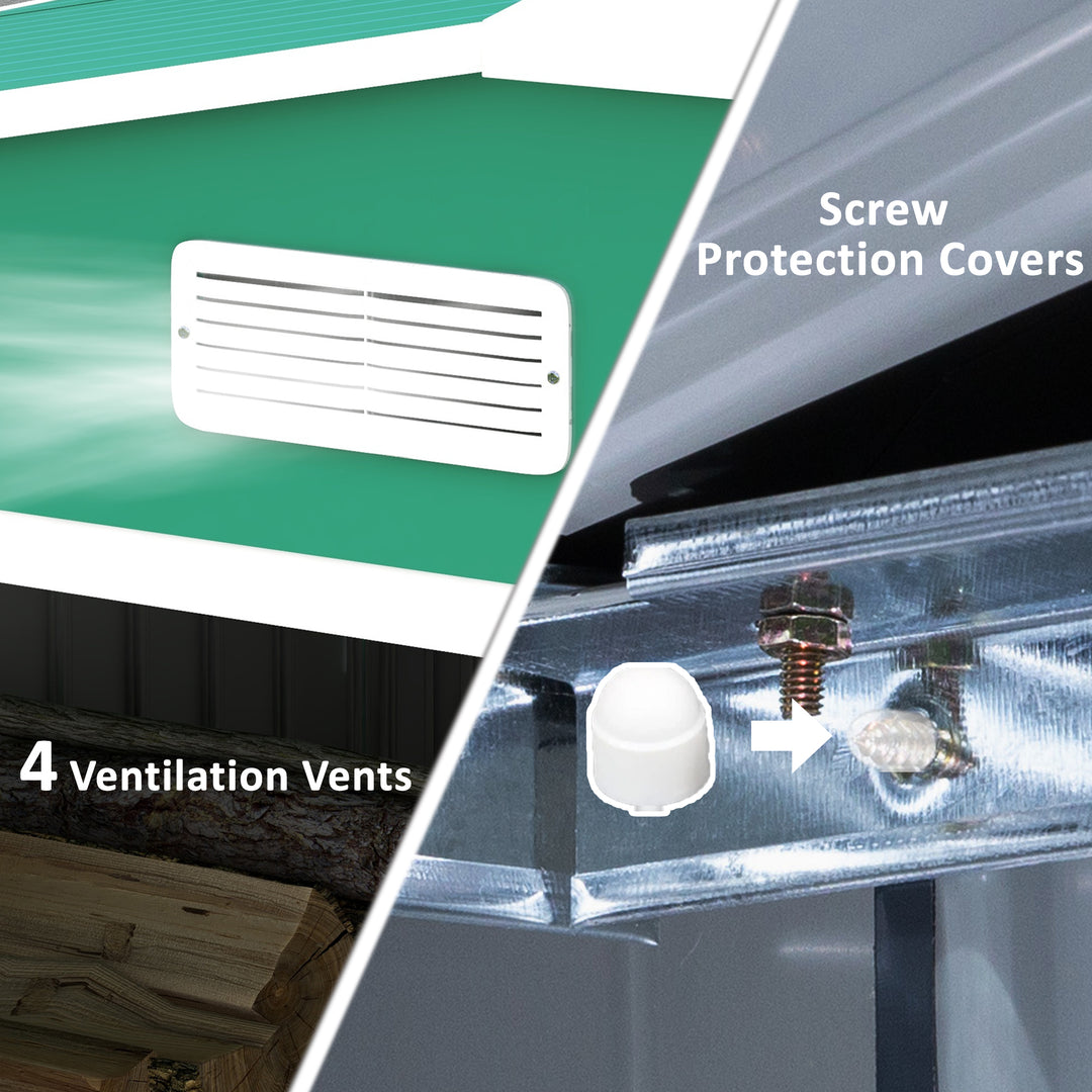 Outsunny Lockable Garden Shed Large Patio Tool Metal Storage Building Foundation Sheds Box Outdoor Furniture (9 x 6 FT, Green)