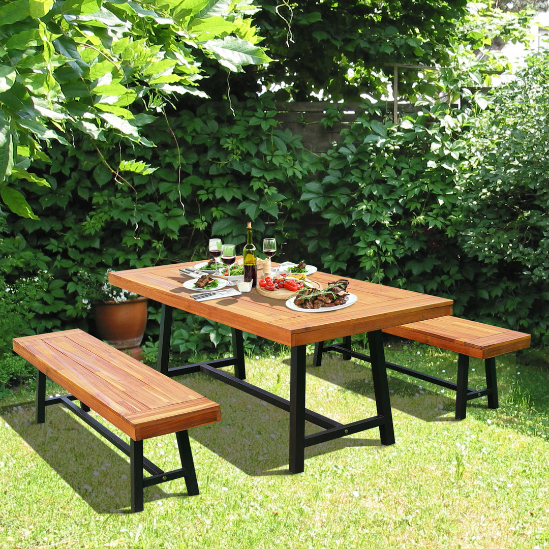 Outsunny 3 Pieces Set, Acacia-Natural Wood Colour