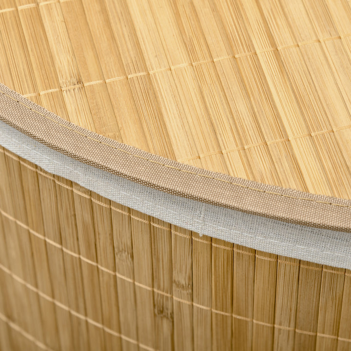 HOMCOM Bamboo Laundry Basket with Lid, 55 Litres Laundry Hamper with Removable Washable Lining,  Corner Washing Baskets, 38 x 38 x 57cm, Natural