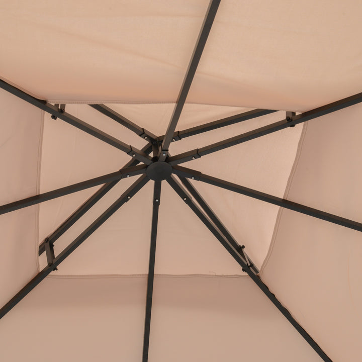 Outsunny 3 x 3(m) Canopy Top Cover Double Tier Gazebo Gazebo Replacement Pavilion Roof Deep Beige (TOP ONLY)
