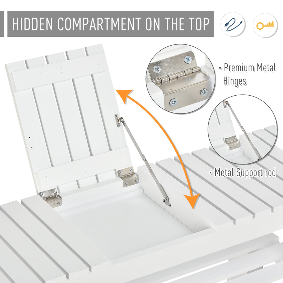 Shoe Bench, 3-Tier Wooden Shoe Rack with Hidden Storage Compartment, Slatted Shelves, Home Storage Unit, Hallway Furniture, White