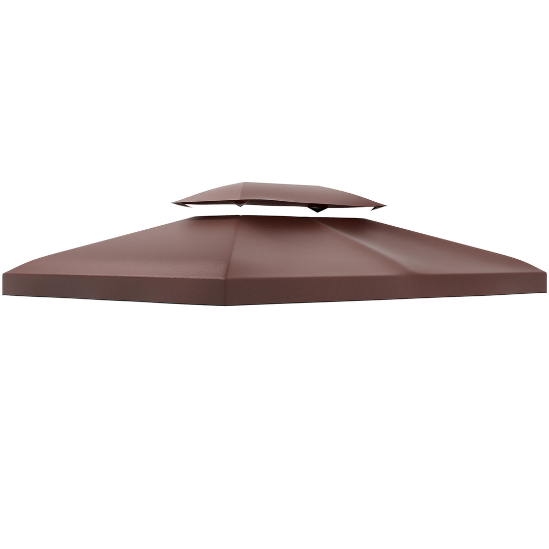 Outsunny 3x4m Gazebo Replacement Roof Canopy 2 Tier Top UV Cover Garden Patio Outdoor Sun Awning Shelters Brown (TOP ONLY)