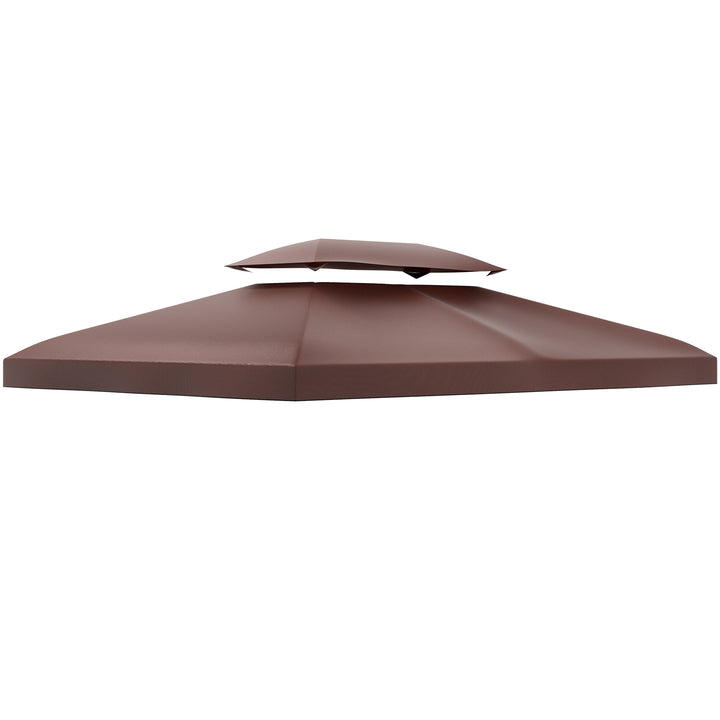 Outsunny 3x4m Gazebo Replacement Roof Canopy 2 Tier Top UV Cover Garden Patio Outdoor Sun Awning Shelters Brown (TOP ONLY)