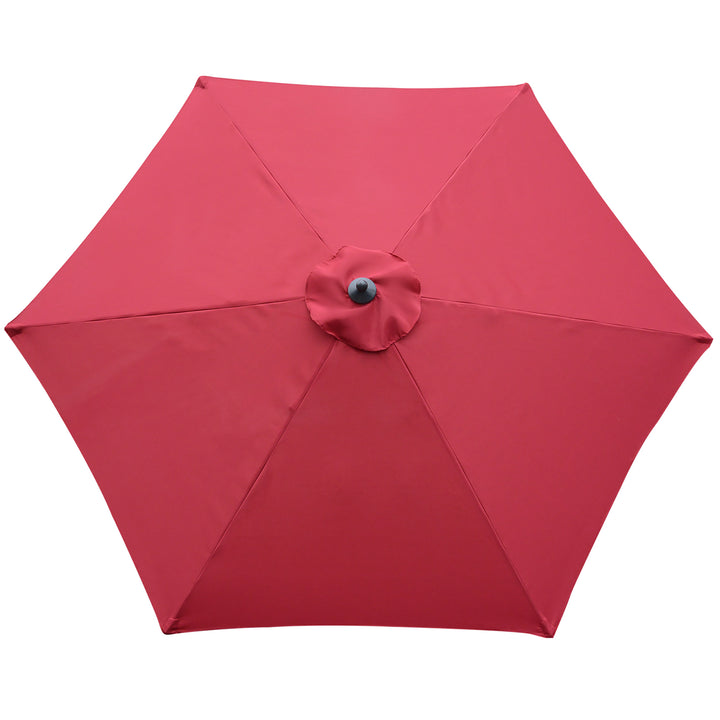 2.8m Patio Parasols Umbrellas Outdoor 6 Ribs Sunshade Canopy Manual Push Garden Backyard Furniture, Wine Red