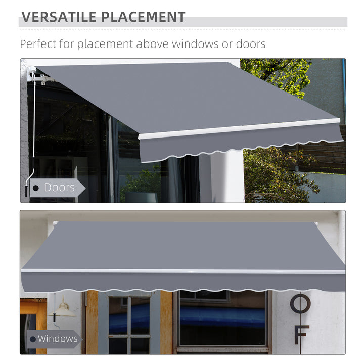 Garden Patio Manual Awning Canopy Sun Shade Shelter Retractable 4m x 3m-Grey