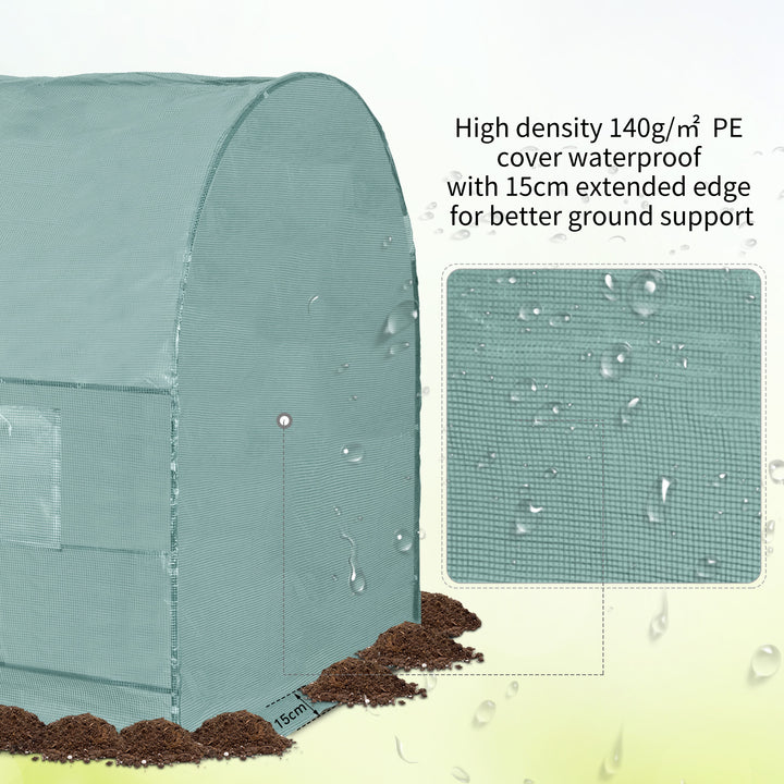 Walk-In Greenhouse Reinforced Polytunnel Greenhouse Garden Plants Grow Waterproof Cover Galvanised Base w/ Slide Door, 2.5 x 2 m