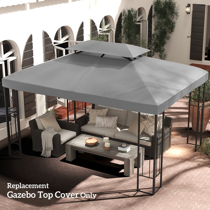 3x4m Gazebo Replacement Roof Canopy 2 Tier Top UV Cover Garden Patio Outdoor Sun Awning Shelters Light Grey (TOP ONLY)
